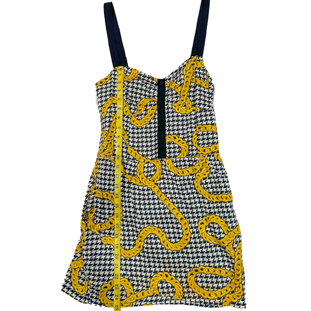 Motel Mini Dress | Retro Houndstooth and Chainlink Design | Size M